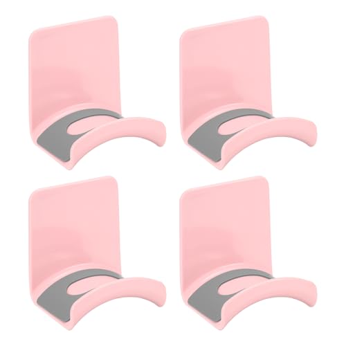 uxcell Headphone Stand, 4 Pcs ABS Headset Holder Adhesive Headphone Holder Hook Mount Headphone Hanger Hook Under Desk for Gaming Headphones Earphones Cables, Pink(Wall-Mounted)