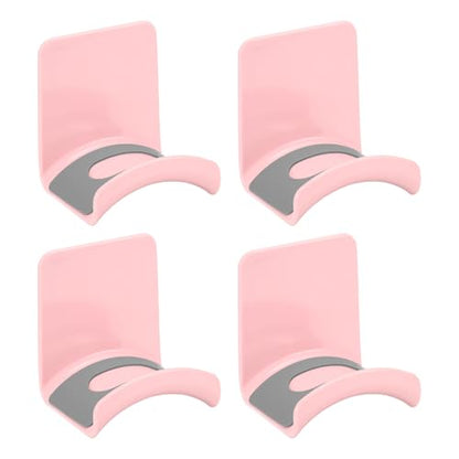 uxcell Headphone Stand, 4 Pcs ABS Headset Holder Adhesive Headphone Holder Hook Mount Headphone Hanger Hook Under Desk for Gaming Headphones Earphones Cables, Pink(Wall-Mounted)