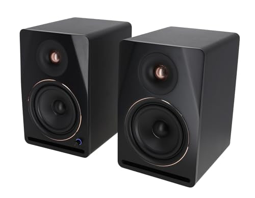 Rockville APM8B V2 Black 8" Powered Studio Monitor Pair with DMS75 Stands | 500W Peak / 160W RMS, Bluetooth 5.3, XLR/TRS/RCA/USB/3.5mm Inputs, RCA Output, Desk Clamp with 15 Degree Tilt, 4-items