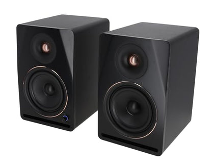 Rockville APM8B V2 Black 8" Powered Studio Monitor Pair with DMS75 Stands | 500W Peak / 160W RMS, Bluetooth 5.3, XLR/TRS/RCA/USB/3.5mm Inputs, RCA Output, Desk Clamp with 15 Degree Tilt, 4-items