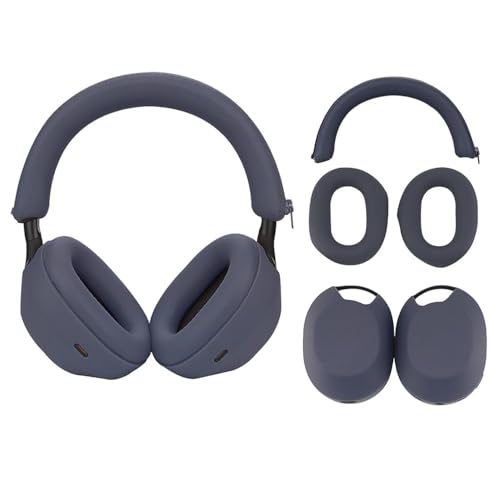 3 Set Case Cover for Sony WH-1000XM5 Headphones,Embody Ear Pad Cover/Headband Cover/Ear Cover Soft Silicone Headphones Accessories（Blue） - color: Blue