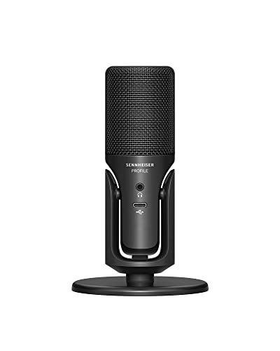 SENNHEISER Professional Profile - USB Cardioid Condenser Microphone & Table Stand, 1.2 m USB-C Cable - Mute Button, Built-in Headphone Jack, Gain, Mix & Volume Control, for PC & Mac,Black - style: Profile Mic