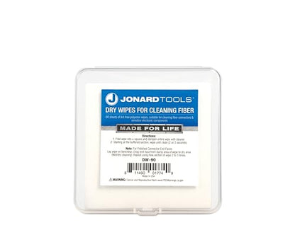 Jonard Tools DW-90 Pack of 90 Dry Wipes for Cleaning Bare Fiber, Connector End-Faces, and Electronic Components