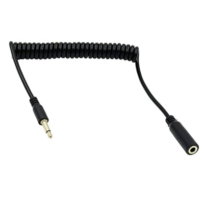 Seadream 3.5mm Coiled Audio Extension Mono Cable, 3.5mm 1/8" Male to Female TS Monaural Mini Mono Cable, Black, Spiral Aux Cord, Headphone Extender