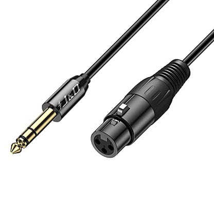 J&D XLR Female to 1/4 Inch 6.35mm TRS Stereo Jack Cable, XLR to Quarter inch Balanced Signal Interconnect Patch Cord for Speaker Condenser Mic Guitar Mixer AMP, 6 Feet - size: 6 Feet