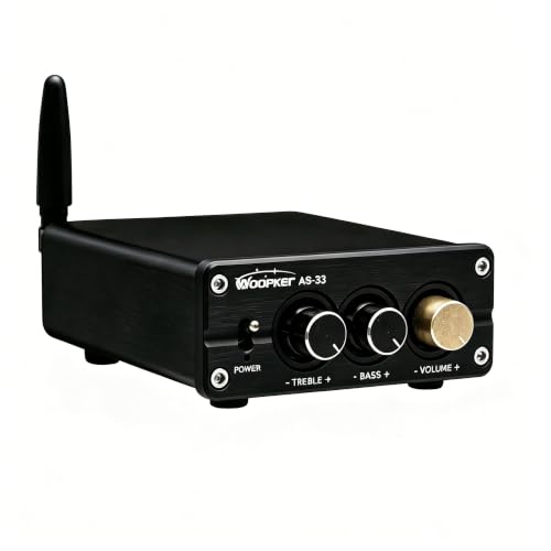 AS-33 Bluetooth Stereo Amplifier, 2 Channel Home Audio Component Amplifiers for Passive Speakers, Mini Class D Amp Audio Receiver Max 600W for Indoor, Outdoor, Garage, Ceiling, Bookshelf Speaker
