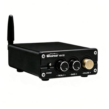 AS-33 Bluetooth Stereo Amplifier, 2 Channel Home Audio Component Amplifiers for Passive Speakers, Mini Class D Amp Audio Receiver Max 600W for Indoor, Outdoor, Garage, Ceiling, Bookshelf Speaker