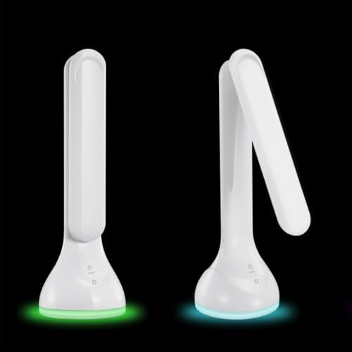IHAO 7-Color Gradient Ambient Desk Lamp with LED Display Eye-Caring LED Table Lamp with Calendar, Temperature Display, Multi-Angle Adjustable Modern Office Lamp for Home & Office T19A White - color: Table Lamp T19A White