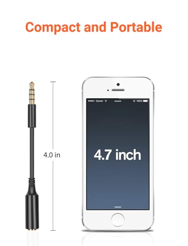 3 Pack 3.5mm Headphone Extension Cable TRS AUX 4 Pole 3.88 inch | Extender, Stereo Adapter Convertor, Laptop Headset Phone