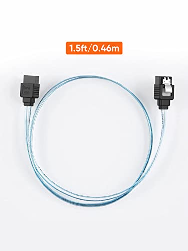 CableCreation SATA III Cable,5pcs 18-inch SATA III 6.0Gbps 7pin Data Cable | Female Straight to Straight Angle Female Cable with Locking Latch, 1.5 FT Blue - color: Blue, size: 1.5FT