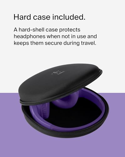 Belkin SoundForm Mini Bluetooth Kids Headphones with Case, 30H Battery Life | Toddler headphones with Case, 85dB Volume Limit, Built-in Mic, Wired Connection Option, iPad, Android Tablet, School, Travel - color: Purple, style: Wireless (USB-C) + Case