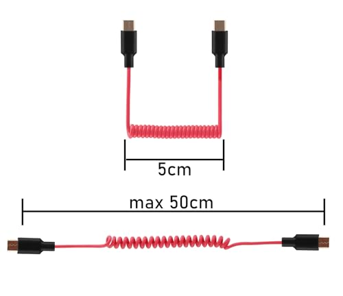 Audio Adapter Cable SC16 SC22 USB C to USB C for Rode Wireless GO II, ME, Pro Coiled Aux Cord Compatible with iPhone 16 15, McBook, PC, Laptop, Samsung Phones - 500mm
