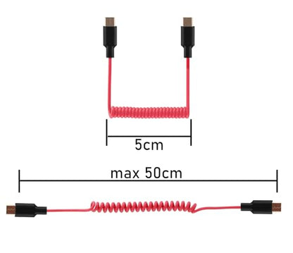 Audio Adapter Cable SC16 SC22 USB C to USB C for Rode Wireless GO II, ME, Pro Coiled Aux Cord Compatible with iPhone 16 15, McBook, PC, Laptop, Samsung Phones - 500mm