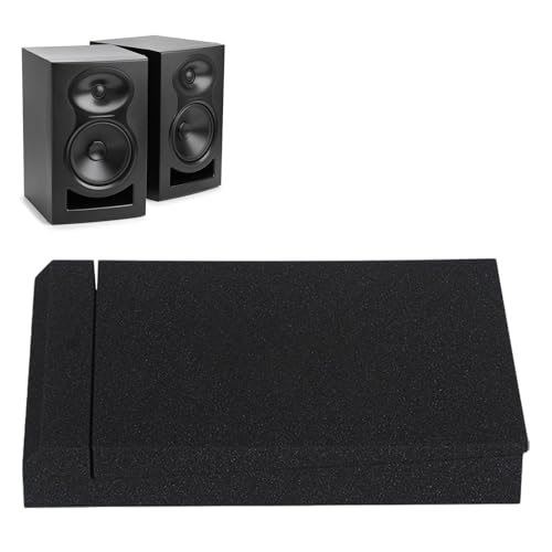 Colaxi Speaker Isolation Pad Sound Dampening Foam Fits Most Desktops Tilted Tabletop Acoustic Speaker Sponge Pad Speaker Foam Stand, 20x30x4.5cm