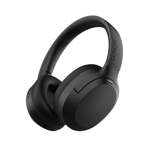 Hybrid Active Noise Cancelling Headphones, Wireless Over Ear Bluetooth Headphones with Mic, 60H Playtime, Hi-Res Audio, Deep Bass, Foldable Comfort Fit Ear Cups for Travel, Office, Home (Black) - color: Black