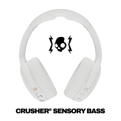 Skullcandy Crusher Evo Wireless Multi-Sensory Bass Headphones - Bone | Bluetooth, Noise Isolating Over-Ear Fit, 40 Hours Battery, Microphone, Working Out, Gym, Travel, Studying, Music - color: Bone