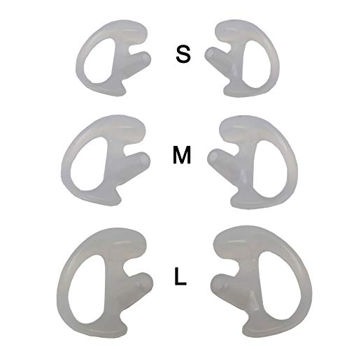 Replacement Anti-Slip Earmold for Two-Way Radio Acoustic Tube Earpiece | 3 Pairs L/M/S Earmold Stabilizer Inserts, Fits Air Acoustic Coil Tube, Compatible with Two-Way Radio & Surveillance Earpieces - size: Large,Medium,Small