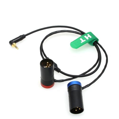 Audio Cable for Rode Wireless GO II Mic to Sony FX9 Camera Sound Mixer Recorder, 3.5mm 1/8" to Dual XLR 3-pin 2-Channel Low-Profile 50cm
