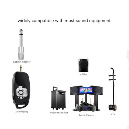 Erhu Microphone 2.4G Wireless Anti Interference Plug and Play Violin Pickup with 3.5mm to 6.35mm Adapter 10 Meter Distance Equipped Noise Cancelling Chip Durable ABS Build Automatic Pairing