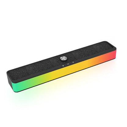 RGB Desktop Soundbar, 2.0 Channel Computer Speaker with Dynamic Lighting and Audio Light Sync, Volume Knob