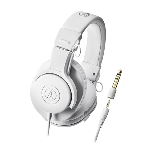 Audio-Technica ATH-M20xWH Professional Monitor Headphones - White Bundle with Case and Austin Bazaar Polishing Cloth - color: White, style: M20x