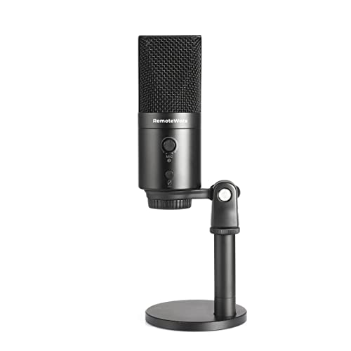 VCM10 Studio Quality USB Microphone for Video Calls, Podcasting, Live Streaming, Gaming & Recording, Headphone Output and Volume Control, Mute Button, Windscreen, Black