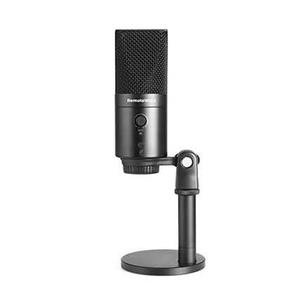 VCM10 Studio Quality USB Microphone for Video Calls, Podcasting, Live Streaming, Gaming & Recording, Headphone Output and Volume Control, Mute Button, Windscreen, Black