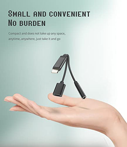 for iPhone AUX Adapter for Headphone Jack Dongle(2in1) MFI Certified Lightning to 3.5mm Splitter Cable Charger Cord Audio Adaptador para Earbud Music Charging Converter for 14 13 12 11Pro Max