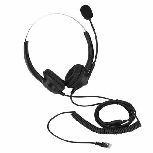 Cordless Phone Headphones with Rotating Noise Cancelling Earmuffs, Lossless Sound for Customer Service Office Call Center - size: Tête droite de 3,5 mm