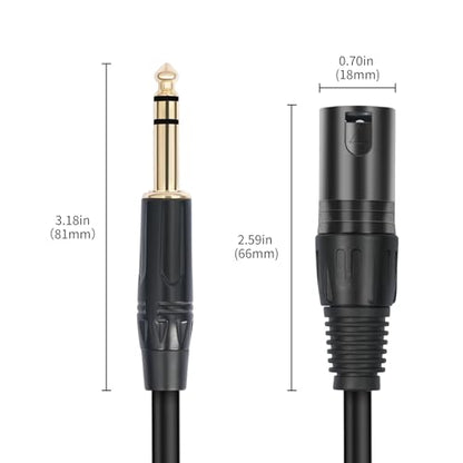 6.6 FT XLR Male to 1/4 TRS,2Pack Professional 6.35mm TRS to XLR Male Quarter inch Balanced Cable for Mixer Power Amplifier - color: XLR Male to 6.35, size: 6.6 ft - 2 Pack