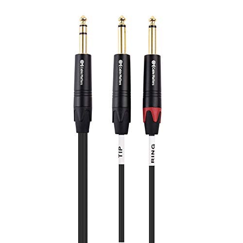 Cable Matters 6.35mm TRS to Dual TS Insert Cable, 6ft | 1/4 TRS to 2 TS Cable, Balanced/Unbalanced Insert Cable, Oxygen-Free Copper, Braided Jacket - size: 6 ft