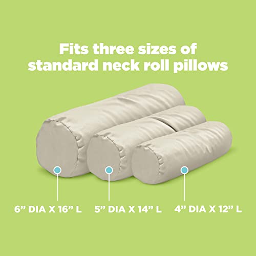 Bean Products Natural Cotton Neck Roll Pillowcase for 6" Dia x16 | Washable Neck Roll Pillowcase, 300 Thread Count, Zipper Free, With Duvet Flap That Keeps The Pillow In - Made in USA - color: Natural (Sateen Weave), size: 6" x 16"