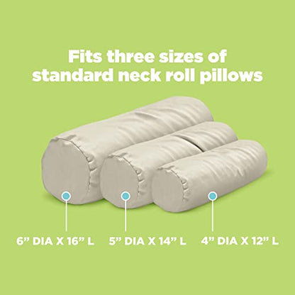 Bean Products Natural Cotton Neck Roll Pillowcase for 6" Dia x16 | Washable Neck Roll Pillowcase, 300 Thread Count, Zipper Free, With Duvet Flap That Keeps The Pillow In - Made in USA - color: Natural (Sateen Weave), size: 6" x 16"