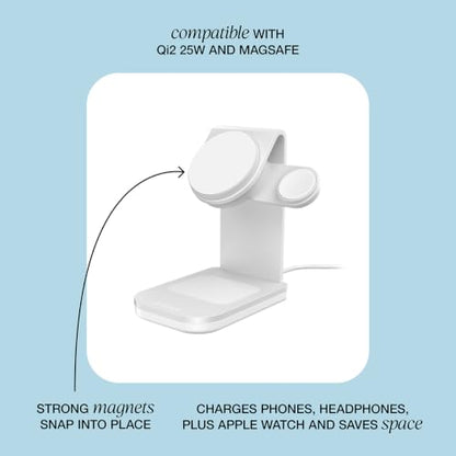 OtterBox 3-in-1 Wireless Charging Stand, White | MagSafe Charging Station for iPhone, Apple Watch & AirPods, 45W Wall Charger & 6ft USB-C Charging Cable Included - color: White, style: 3-in-1