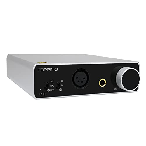 Topping L50 NFCA Headphone Amplifier, 3500mW x 3500mW HiFi SE/BAL Input Desktop Home Audio Amp 6.35mm 4 Pin XLR Iems Output Gain Switch 2 Channel Preamplifier (Silver)