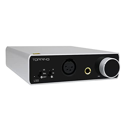 Topping L50 NFCA Headphone Amplifier, 3500mW x 3500mW HiFi SE/BAL Input Desktop Home Audio Amp 6.35mm 4 Pin XLR Iems Output Gain Switch 2 Channel Preamplifier (Silver)