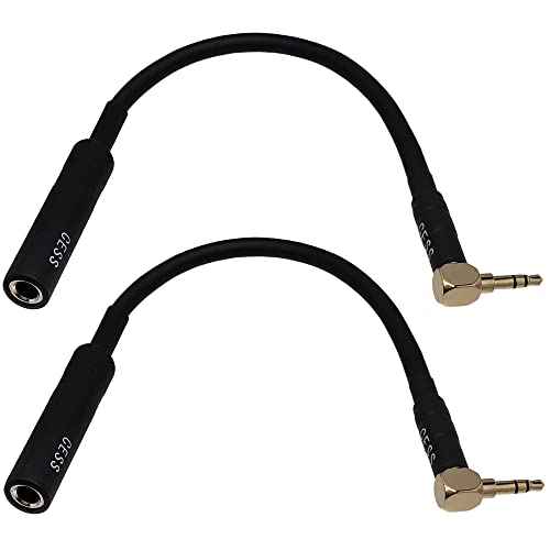 CNCESS Right Angle 3.5mm to 6.35mm Headphone Adapter, 6 in, 2-Pack