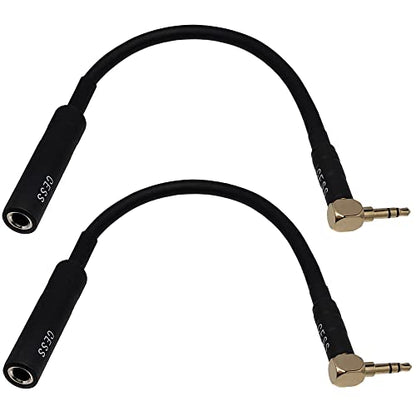 CNCESS Right Angle 3.5mm to 6.35mm Headphone Adapter, 6 in, 2-Pack