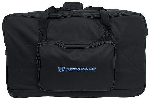 Rockville SB15 V2 Rolling Travel Bag for 15" DJ PA Speakers and Stands | Wheels and Retractable Handle, Stand Pocket, Semi-Rigid Foam Protection, Dual Lockable YKK Zippers, Water-Resistant - size: 15"