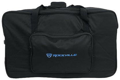Rockville SB15 V2 Rolling Travel Bag for 15" DJ PA Speakers and Stands | Wheels and Retractable Handle, Stand Pocket, Semi-Rigid Foam Protection, Dual Lockable YKK Zippers, Water-Resistant - size: 15"