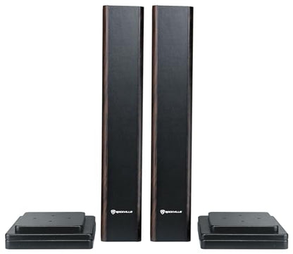 Rockville RHT28D Pair 28" Bookshelf Home Theater Speaker Stands, Dark Wood | 60 lb Capacity, Dual Top Platforms, MDF, Brass & Rubber Spikes, EVA Isolation Pads, Low Resonance - color: Dark Wood