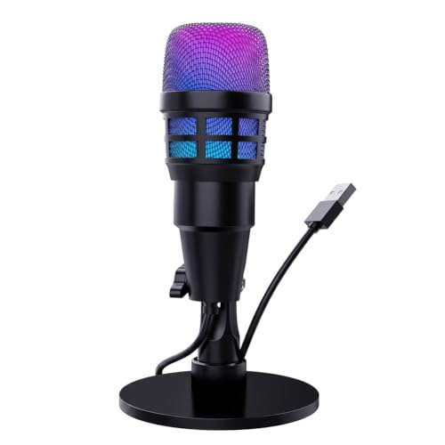 USB Condenser Microphone with Noise Reduction,USB Microphone for Pc,Mount Desk Podcast Mic for Streaming, Podcasting, Vocal Recording,Compatible with Laptop, Desktop, Gaming