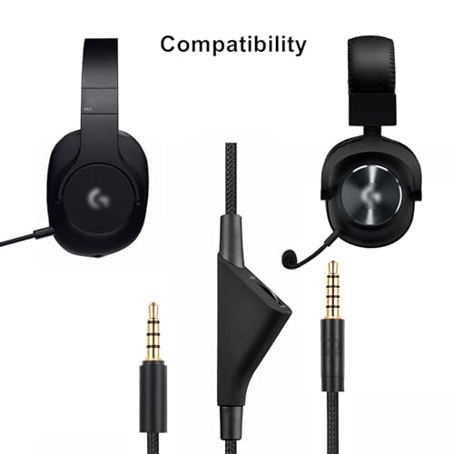 G Pro X Cable, Gaming Headset Cord for Logitech G Pro, G433, G233 Headsets | Detachable 3.5mm (1/8") Nylon Braided Aux Wire with Volume Controller, 6ft - style: Only Vol Controller