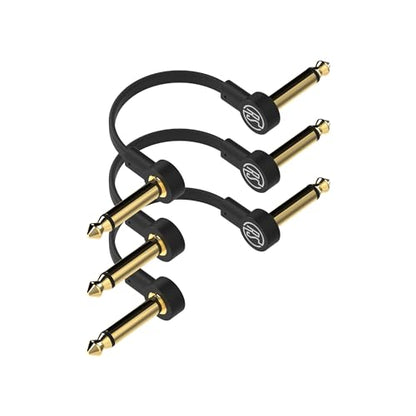 Guitar Flat Patch Cables (Pack of 3) - 18 Inch C-Shape Ultra-Thin - size: 18 Inches, style: C-Shape