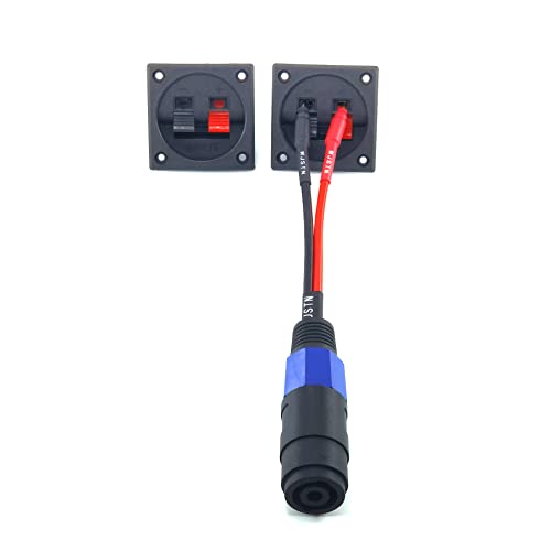 WJSTN Banana Plug to Female Speakon Speaker Adapter Cable 2mm Banana Plug Closed Screws Connectors to Speakon Speaker 6 inches 2 Pack