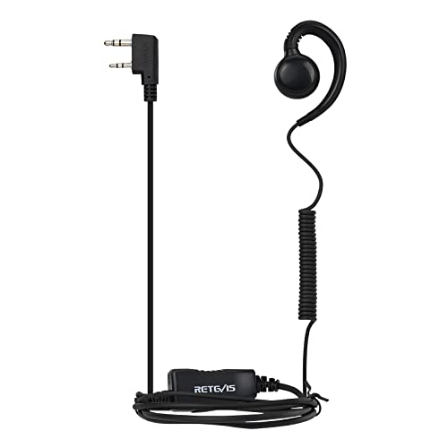 Retevis Swivel Walkie Talkie Earpiece with Mic, for RT22/RT68/RT21/H777 | Coil Tube, C-Shape Earhook, Compatible with Baofeng, Kenwood, Pxton 2 Way Radio, Two Way Radio Earpiece(1 Pack)