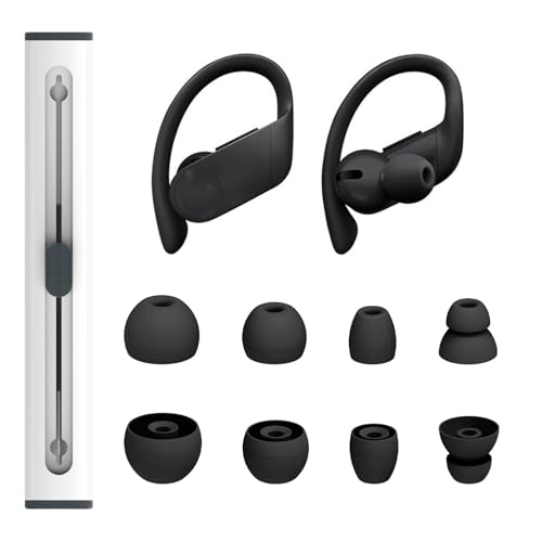 hopopwer Replacement Eartips Silicone Earbuds Buds Set for Powerbeats Pro Beats Wireless Earphone Headphones, Compatible with Beats Flex Beats X (Black) - color: Black
