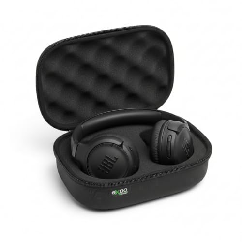 JBL Tune 530BT - Wireless on-Ear Bluetooth 6.0 Headphones with Powerful Pure Bass Sound, 2 beamforming mics for Perfect with Expo Gear Over-Ear Weather-Resistant Protective Hard-Shell - color: Black