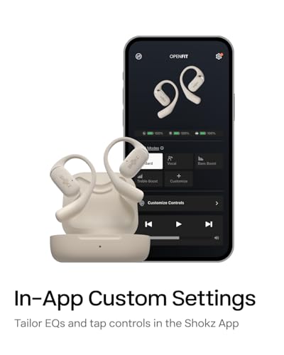 SHOKZ OpenFit Open-Ear Earhook Bluetooth Earbuds, Black,28H Playtime | Fast Charging; Bluetooth 5.2; True Wireless - color: Beige