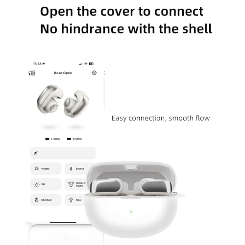[3 in 1] TSVSXS Silicone Case Compatible with Bose Ultra Open Earbuds, Soft Protective Cover for Bose Open Ear Wireless Earbuds with Cleaning Kit Keychain - color: White